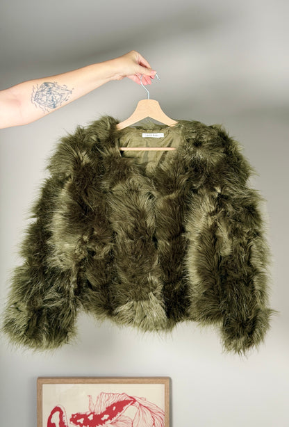 Luxurious faux fur green jacket
