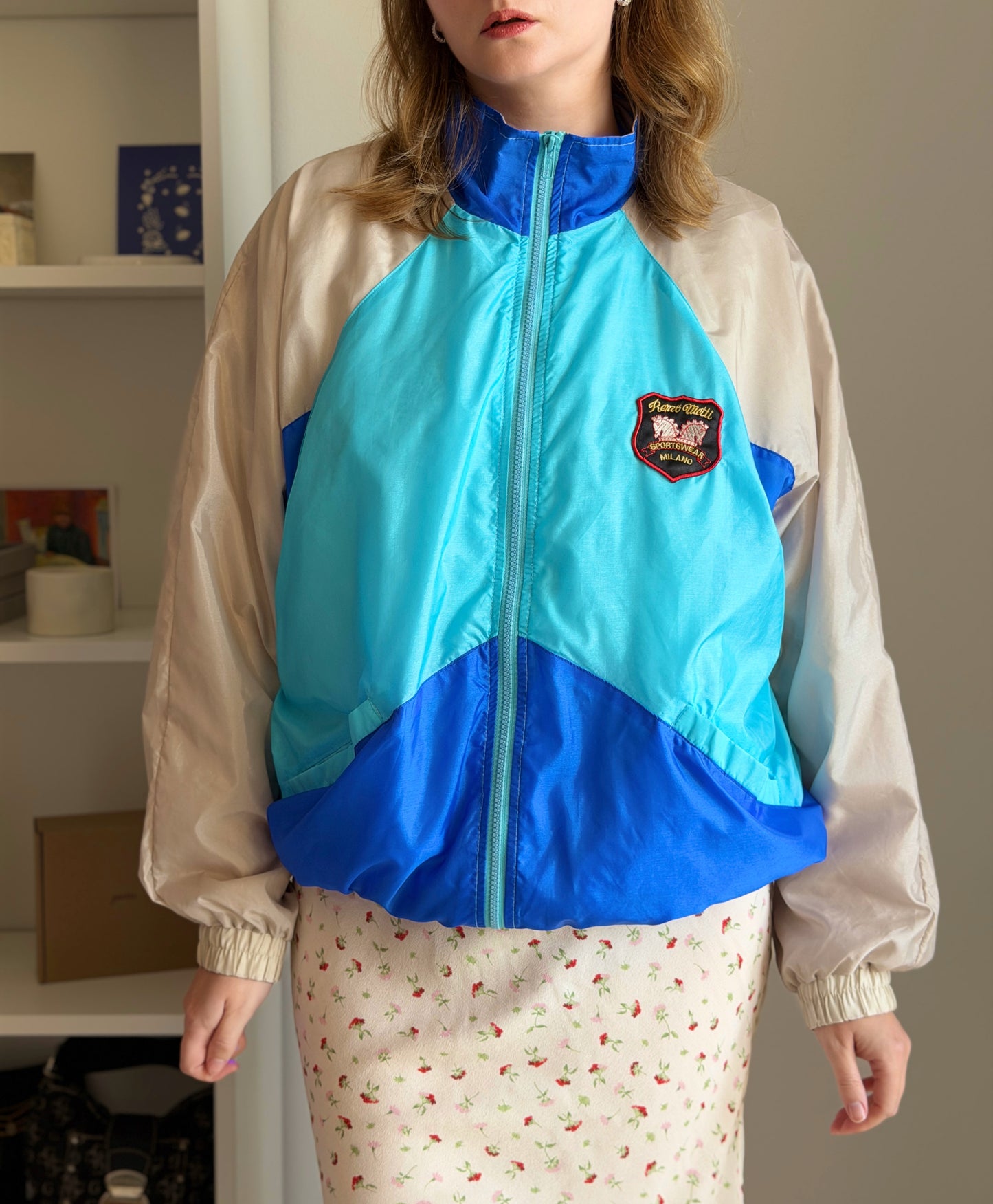 Vintage colour-block light windbreaker