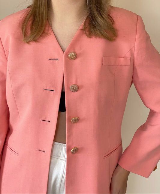 Vintage viscose/linen blazer in a beautiful coral shade