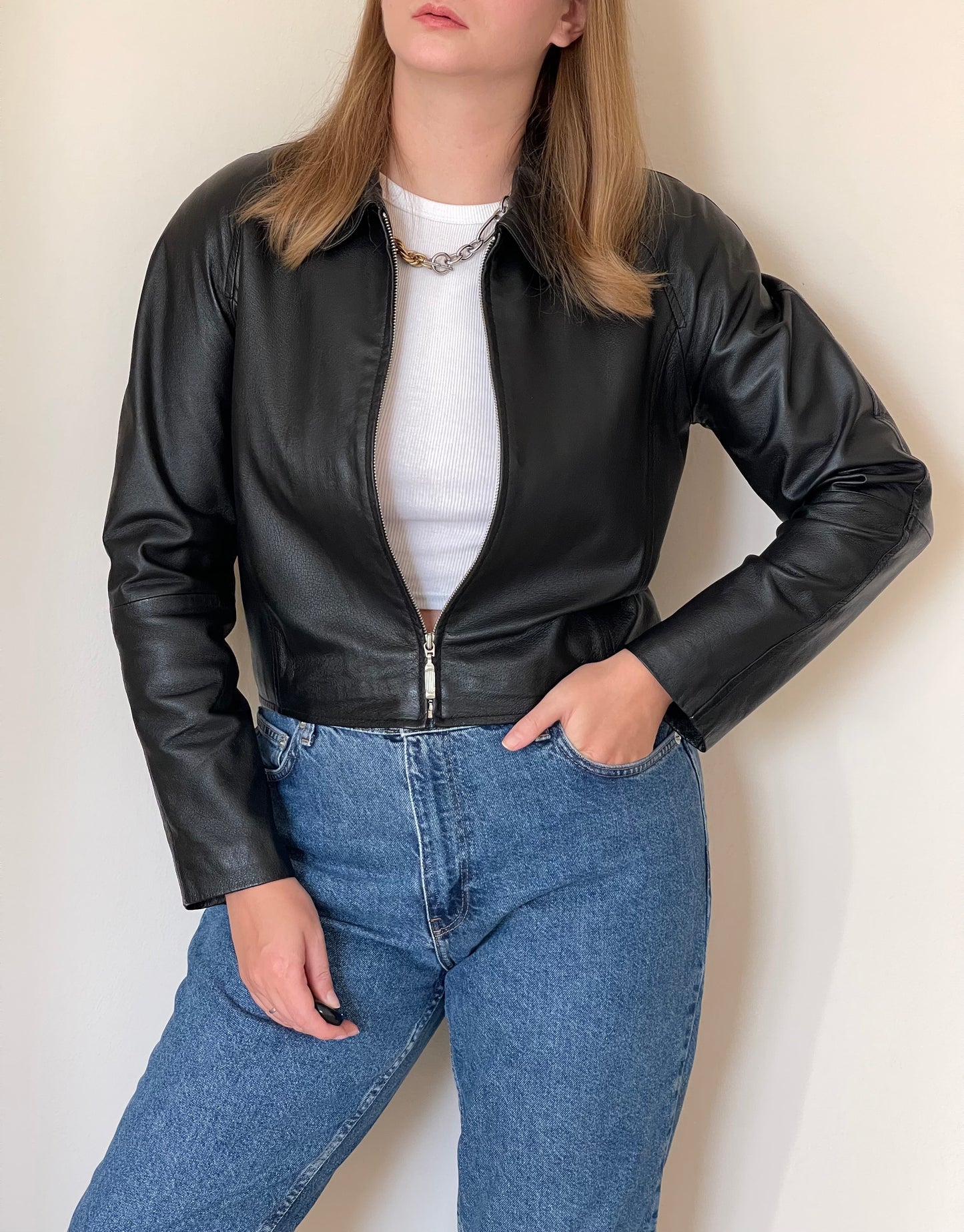 Vintage black leather jacket