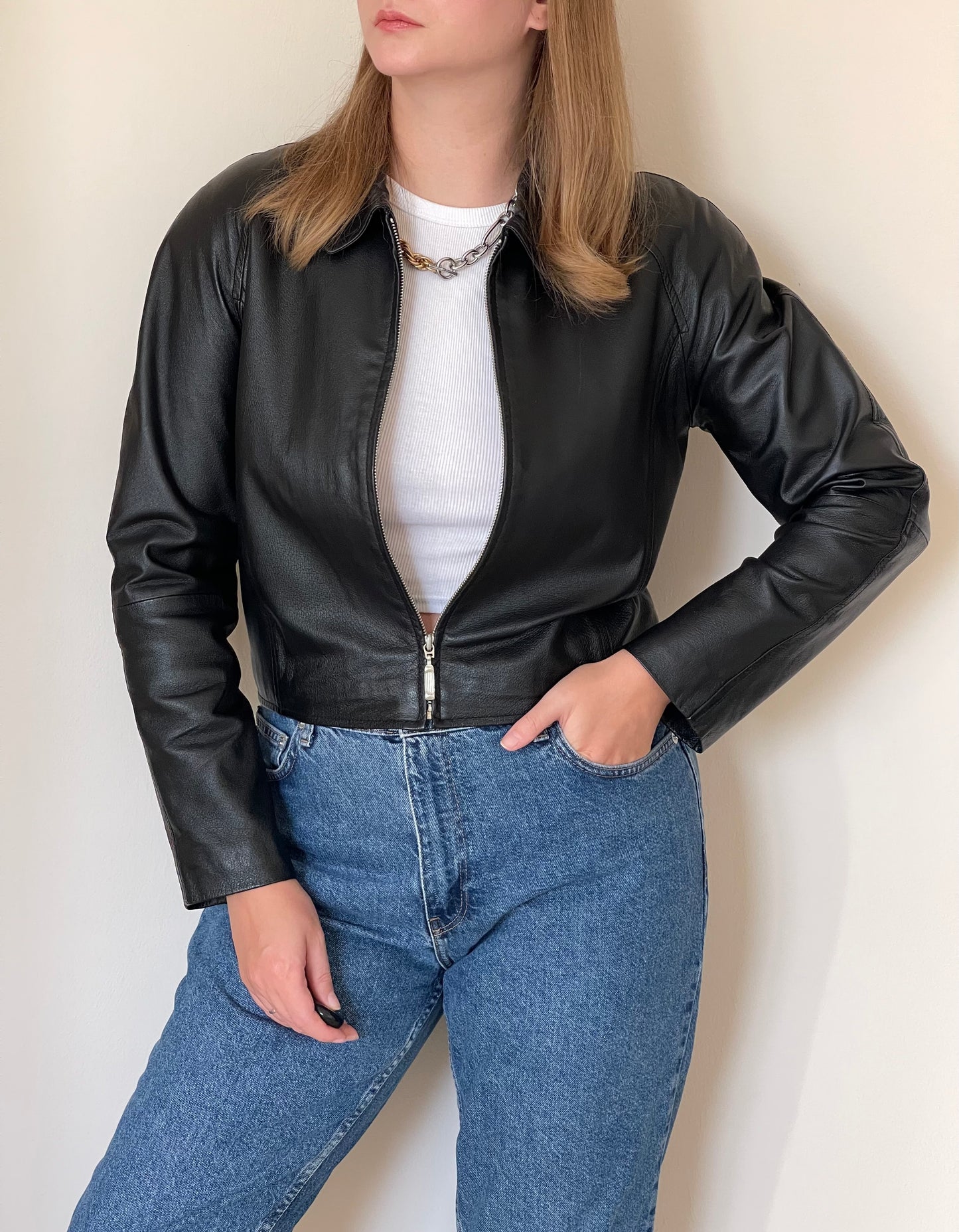 Vintage black leather jacket