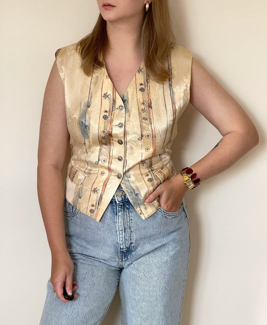 Lovely vintage waistcoat made of jacquard fabric (1980s)