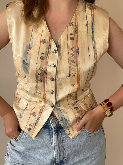 Lovely vintage waistcoat made of jacquard fabric (1980s)