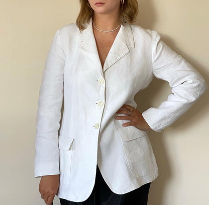 Incredible vintage linen blazer with sheer back from brand NVSCO