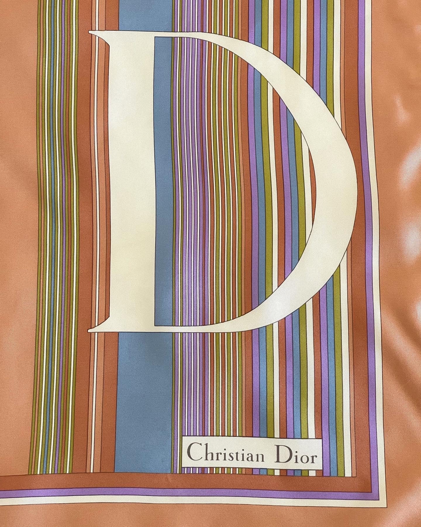 Stunning authentic vintage Christian Dior silk scarf with hand rolled edges