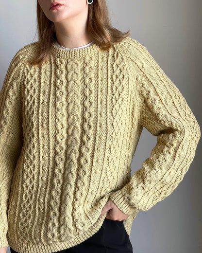 Vintage cable knit handmade woollen sweater